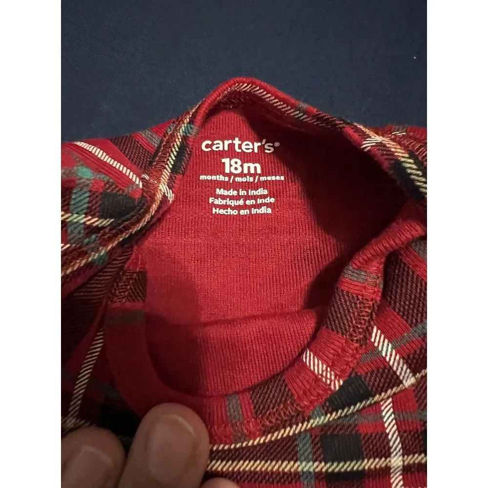 Carters Long Sleeve Red Plaid Bodysuit 18M‎